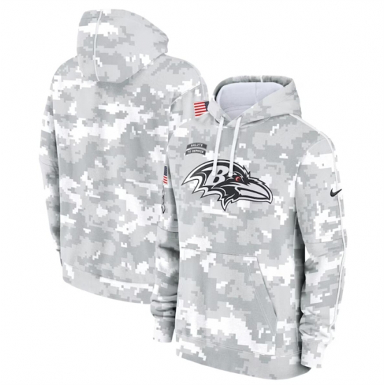 Youth Baltimore Ravens 2024 White Gray Salute To Service Pullover Hoodie Youth Baltimore Ravens 2024 White Gray Salute To Service Pullover Hoodie