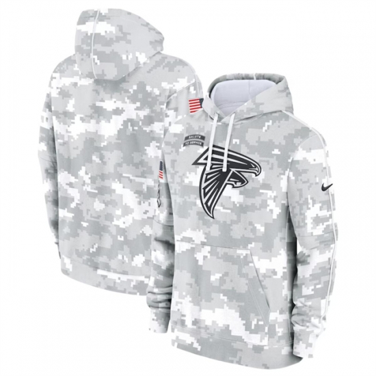 Youth Atlanta Falcons 2024 White Gray Salute To Service Pullover Hoodie Youth Atlanta Falcons 2024 White Gray Salute To Service Pullover Hoodie