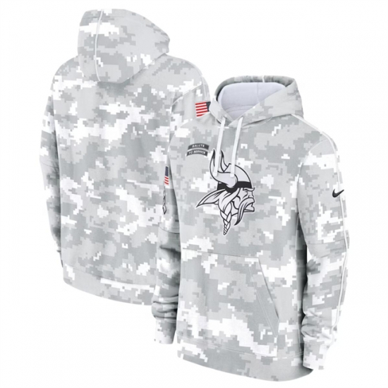 Youth Minnesota Vikings 2024 White Gray Salute To Service Pullover Hoodie Youth Minnesota Vikings 2024 White Gray Salute To Service Pullover Hoodie