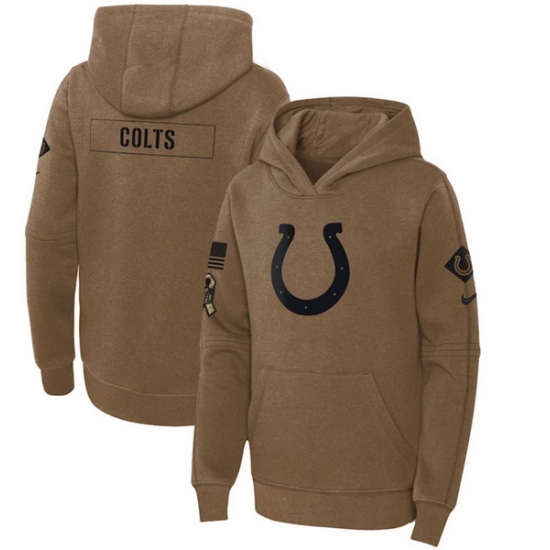 Youth Indianapolis Colts 2023 Brown Salute To Service Pullover Hoodie Youth Indianapolis Colts 2023 Brown Salute To Service Pullover Hoodie