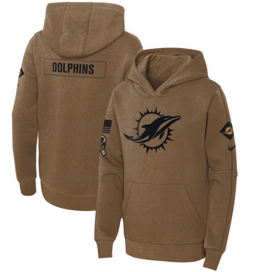 Youth Miami Dolphins 2023 Brown Salute To Service Pullover Hoodie Youth Miami Dolphins 2023 Brown Salute To Service Pullover Hoodie