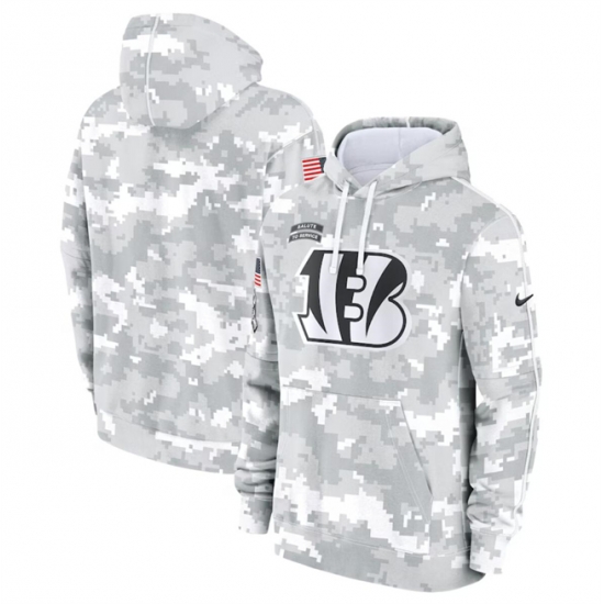 Youth Cincinnati Bengals 2024 White Gray Salute To Service Pullover Hoodie Youth Cincinnati Bengals 2024 White Gray Salute To Service Pullover Hoodie