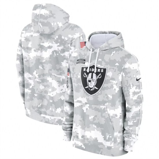 Youth Las Vegas Raiders 2024 White Gray Salute To Service Pullover Hoodie Youth Las Vegas Raiders 2024 White Gray Salute To Service Pullover Hoodie