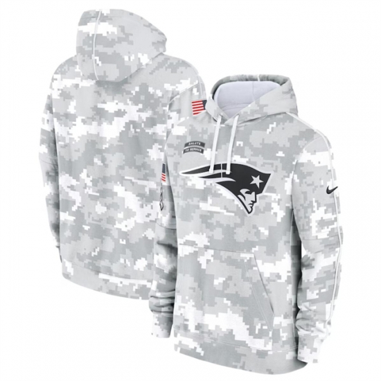 Youth New England Patriots 2024 White Gray Salute To Service Pullover Hoodie Youth New England Patriots 2024 White Gray Salute To Service Pullover Hoodie