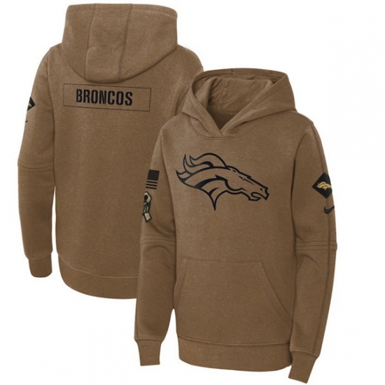 Youth Denver Broncos 2023 Brown Salute To Service Pullover Hoodie Youth Denver Broncos 2023 Brown Salute To Service Pullover Hoodie