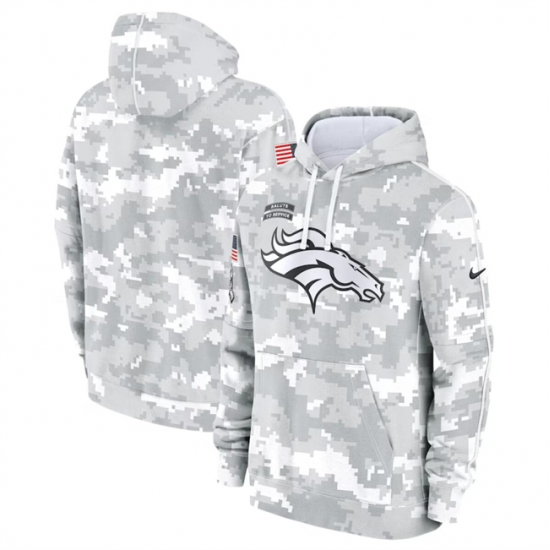 Youth Denver Broncos 2024 White Gray Salute To Service Pullover Hoodie Youth Denver Broncos 2024 White Gray Salute To Service Pullover Hoodie