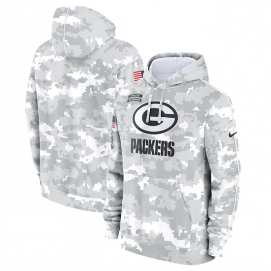 Youth Green Bay Packers 2024 White Gray Salute To Service Pullover Hoodie Youth Green Bay Packers 2024 White Gray Salute To Service Pullover Hoodie