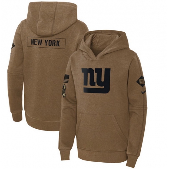 Youth New York Giants 2023 Brown Salute To Service Pullover Hoodie Youth New York Giants 2023 Brown Salute To Service Pullover Hoodie