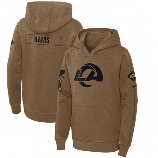 Youth Los Angeles Rams 2023 Brown Salute To Service Pullover Hoodie Youth Los Angeles Rams 2023 Brown Salute To Service Pullover Hoodie
