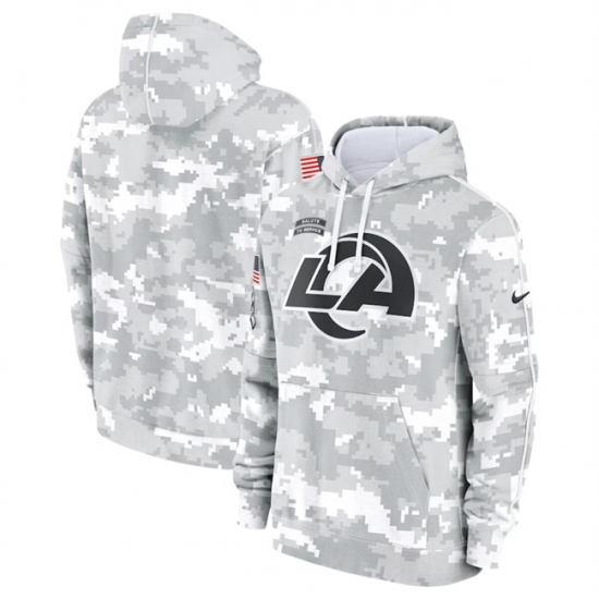 Youth Los Angeles Rams 2024 White Gray Salute To Service Pullover Hoodie Youth Los Angeles Rams 2024 White Gray Salute To Service Pullover Hoodie