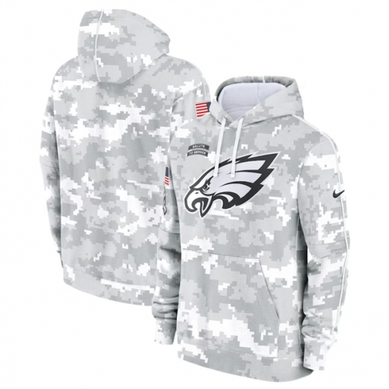 Youth Philadelphia Eagles 2024 White Gray Salute To Service Pullover Hoodie Youth Philadelphia Eagles 2024 White Gray Salute To Service Pullover Hoodie