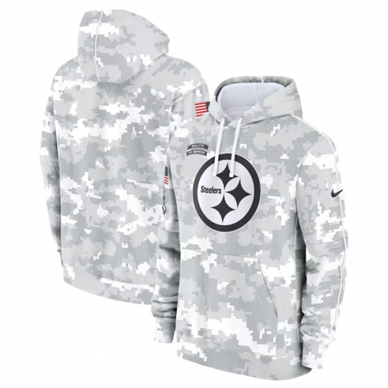Youth Pittsburgh Steelers 2024 White Gray Salute To Service Pullover Hoodie Youth Pittsburgh Steelers 2024 White Gray Salute To Service Pullover Hoodie