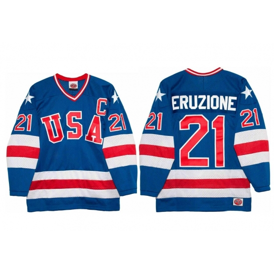 1980 Mike Eruzione Olympic USA MIRACLE Hockey K1 Jersey New Blue 1980 Mike Eruzione Olympic USA MIRACLE Hockey K1 Jersey New Blue