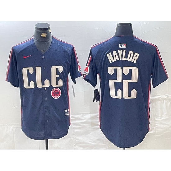 Men Cleveland Guardians 22 Josh Naylor Navy 2024 City Connect Limited Stitched Baseball Jersey 4 Men Cleveland Guardians 22 Josh Naylor Navy 2024 City Connect Limited Stitched Baseball Jersey 4