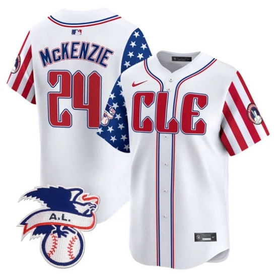 Men Cleveland Guardians 24 Triston McKenzie White 2024 Fourth Of July Vapor Premier Limited Stitched Baseball Jersey Men Cleveland Guardians 24 Triston McKenzie White 2024 Fourth Of July Vapor Premier Limited Stitched Baseball Jersey