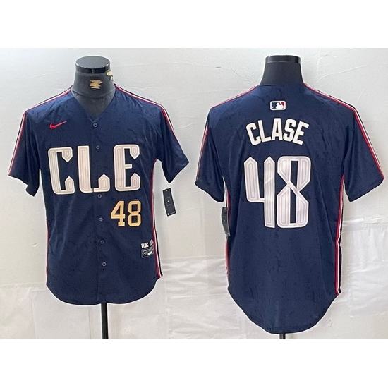 Men Cleveland Guardians 48 Emmanuel Clase Navy 2024 City Connect Limited Stitched Baseball Jersey 3 Men Cleveland Guardians 48 Emmanuel Clase Navy 2024 City Connect Limited Stitched Baseball Jersey 3