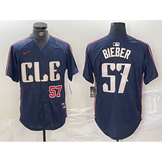 Men Cleveland Guardians 57 Shane Bieber Navy 2024 City Connect Limited Stitched Baseball Jersey 3 Men Cleveland Guardians 57 Shane Bieber Navy 2024 City Connect Limited Stitched Baseball Jersey 3