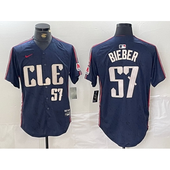 Men Cleveland Guardians 57 Shane Bieber Navy 2024 City Connect Limited Stitched Baseball Jersey 5 Men Cleveland Guardians 57 Shane Bieber Navy 2024 City Connect Limited Stitched Baseball Jersey 5