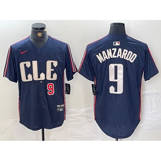 Men Cleveland Guardians 9 Kyle Manzardo Navy 2024 City Connect Limited Stitched Baseball Jersey 1 Men Cleveland Guardians 9 Kyle Manzardo Navy 2024 City Connect Limited Stitched Baseball Jersey 1