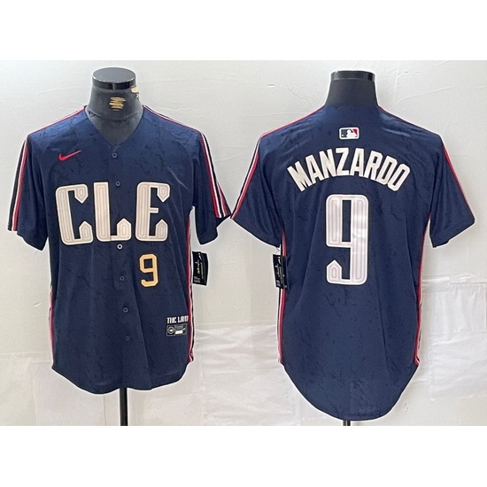 Men Cleveland Guardians 9 Kyle Manzardo Navy 2024 City Connect Limited Stitched Baseball Jersey 3 Men Cleveland Guardians 9 Kyle Manzardo Navy 2024 City Connect Limited Stitched Baseball Jersey 3