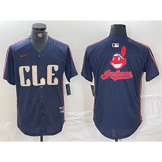 Men Cleveland Guardians Team Big Logo Navy 2024 City Connect Limited Stitched Baseball Jersey Men Cleveland Guardians Team Big Logo Navy 2024 City Connect Limited Stitched Baseball Jersey