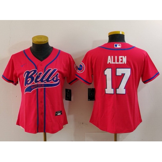Women Buffalo Bills 17 Josh Allen Red Cool Base Stitched Baseball Jersey 2 Women Buffalo Bills 17 Josh Allen Red Cool Base Stitched Baseball Jersey 2