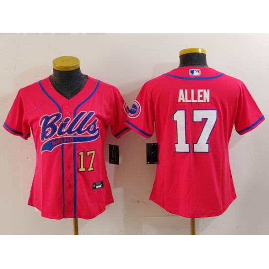 Women Buffalo Bills 17 Josh Allen Red Cool Base Stitched Baseball Jersey Women Buffalo Bills 17 Josh Allen Red Cool Base Stitched Baseball Jersey