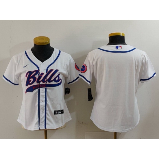 Women Buffalo Bills White Team Big Logo With Patch Cool Base Stitched Baseball Jersey 2 Women Buffalo Bills White Team Big Logo With Patch Cool Base Stitched Baseball Jersey 2