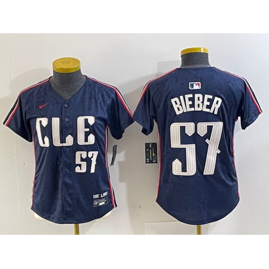 Women Cleveland Guardians 57 Shane Bieber Navy 2024 City Connect Limited Stitched Baseball Jersey 4 Women Cleveland Guardians 57 Shane Bieber Navy 2024 City Connect Limited Stitched Baseball Jersey 4