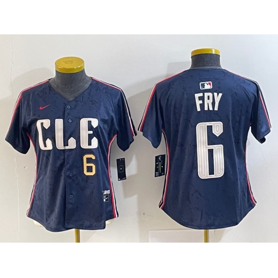 Women Cleveland Guardians 6 David Fry Navy 2024 City Connect Limited Stitched jerseys 4 Women Cleveland Guardians 6 David Fry Navy 2024 City Connect Limited Stitched jerseys 4