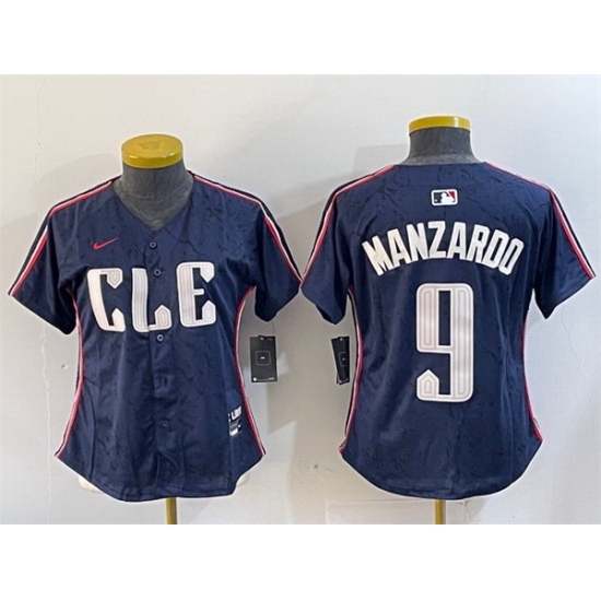 Women Cleveland Guardians 9 Kyle Manzardo Navy 2024 City Connect Stitched Baseball Jersey Women Cleveland Guardians 9 Kyle Manzardo Navy 2024 City Connect Stitched Baseball Jersey
