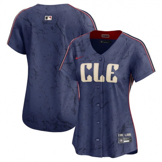 Women Cleveland Guardians Blank Navy 2024 City Connect Stitched Baseball Jersey Women Cleveland Guardians Blank Navy 2024 City Connect Stitched Baseball Jersey