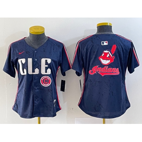 Women Cleveland Guardians Team Big Logo Navy 2024 City Connect Stitched Baseball Jersey 9 Women Cleveland Guardians Team Big Logo Navy 2024 City Connect Stitched Baseball Jersey 9