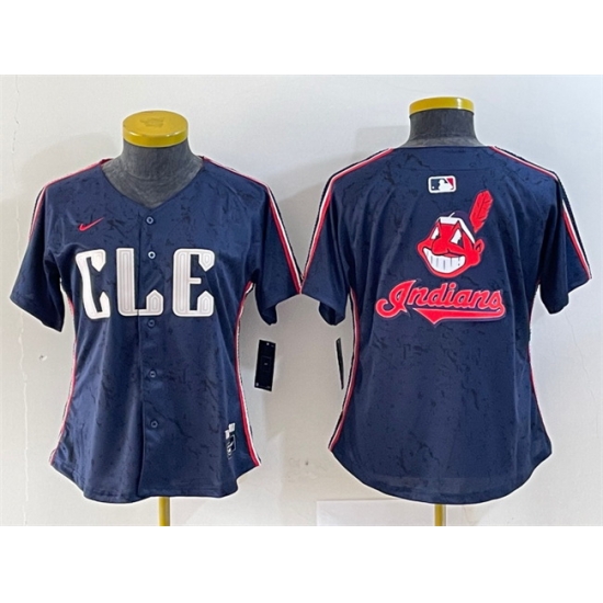 Women Cleveland Guardians Team Big Logo Navy 2024 City Connect Stitched Baseball Jersey Women Cleveland Guardians Team Big Logo Navy 2024 City Connect Stitched Baseball Jersey