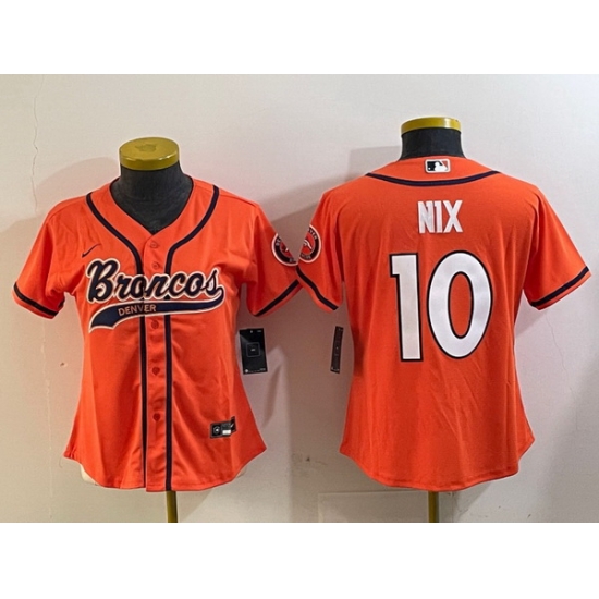 Women Denver Broncos 10 orange Cool Base Stitched Baseball Jersey 1 Women Denver Broncos 10 orange Cool Base Stitched Baseball Jersey 1