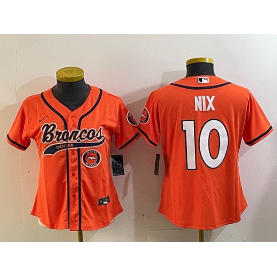 Women Denver Broncos 10 orange Cool Base Stitched Baseball Jersey 3 Women Denver Broncos 10 orange Cool Base Stitched Baseball Jersey 3