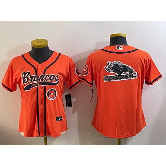 Women Denver Broncos big logoorange Cool Base Stitched Baseball Jersey 2 Women Denver Broncos big logoorange Cool Base Stitched Baseball Jersey 2