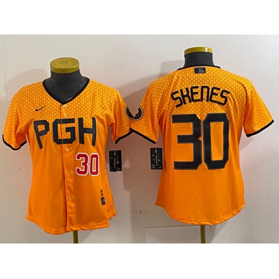 Women Pittsburgh Pirates 30 Paul Skenes Gold City Connect Stitched Jersey 1 Women Pittsburgh Pirates 30 Paul Skenes Gold City Connect Stitched Jersey 1