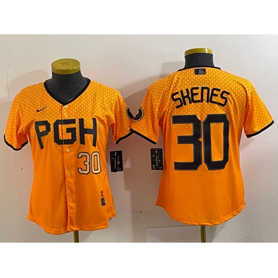 Women Pittsburgh Pirates 30 Paul Skenes Gold City Connect Stitched Jersey 3 Women Pittsburgh Pirates 30 Paul Skenes Gold City Connect Stitched Jersey 3
