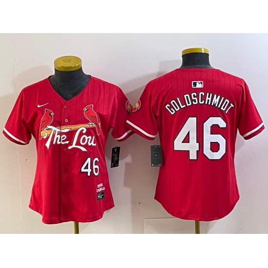 Women St Louis Cardinals 46 Paul Goldschmidt Red 2024 City Connect Stitched Baseball Jersey Women St Louis Cardinals 46 Paul Goldschmidt Red 2024 City Connect Stitched Baseball Jersey