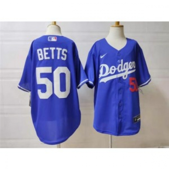 MLB Dodgers 50 Mookie Betts Blue Nike Cool Base Youth Jersey MLB Dodgers 50 Mookie Betts Blue Nike Cool Base Youth Jersey