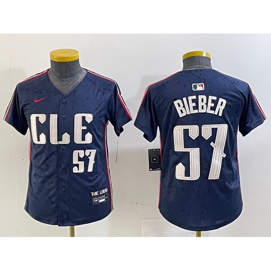 Youth Cleveland Guardians 57 Shane Bieber Navy 2024 City Connect Limited Stitched Baseball Jersey 2 Youth Cleveland Guardians 57 Shane Bieber Navy 2024 City Connect Limited Stitched Baseball Jersey 2