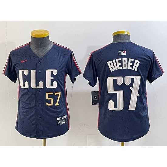 Youth Cleveland Guardians 57 Shane Bieber Navy 2024 City Connect Limited Stitched Baseball Jersey Youth Cleveland Guardians 57 Shane Bieber Navy 2024 City Connect Limited Stitched Baseball Jersey