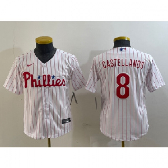 Youth MLB Phillies 8 Nick Castellanos White Nike Cool Base Jersey Youth MLB Phillies 8 Nick Castellanos White Nike Cool Base Jersey