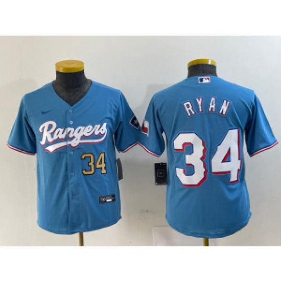 Youth MLB Rangers 34 Nolan Ryan Blue Nike Cool Base Youth Jersey Youth MLB Rangers 34 Nolan Ryan Blue Nike Cool Base Youth Jersey