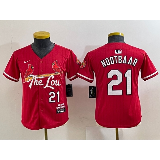 Youth St Louis Cardinals 21 Lars Nootbaar Red 2024 City Connect Stitched Baseball Jersey Youth St Louis Cardinals 21 Lars Nootbaar Red 2024 City Connect Stitched Baseball Jersey