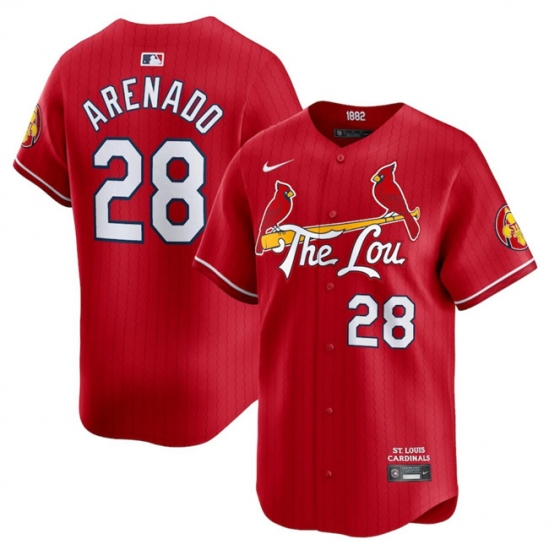 Youth St Louis Cardinals 28 Nolan Arenado Red 2024 City Connect Limited Stitched Baseball Jersey Youth St Louis Cardinals 28 Nolan Arenado Red 2024 City Connect Limited Stitched Baseball Jersey