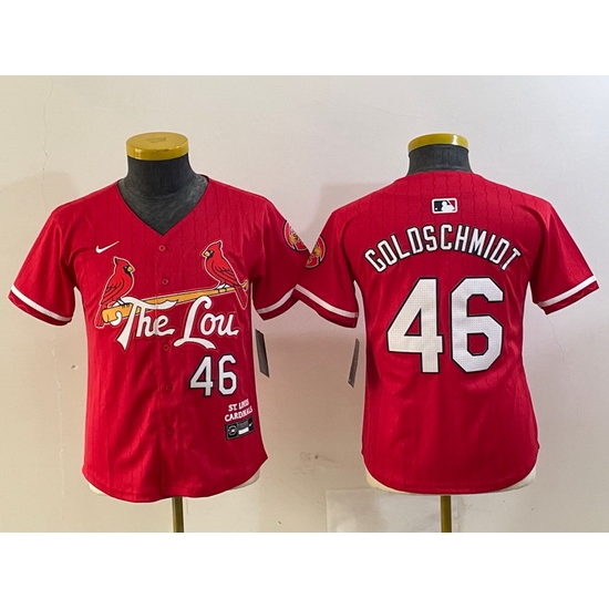 Youth St Louis Cardinals 46 Paul Goldschmidt Red 2024 City Connect Stitched Baseball Jersey Youth St Louis Cardinals 46 Paul Goldschmidt Red 2024 City Connect Stitched Baseball Jersey