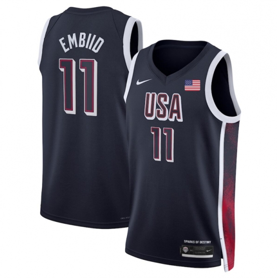 Men USA Basketball 11 Joel Embiid Navy 2024 Swingman Stitched Jersey