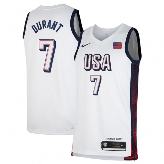Men USA Basketball 7 Kevin Durant White 2024 Swingman Stitched Jersey Men USA Basketball 7 Kevin Durant White 2024 Swingman Stitched Jersey